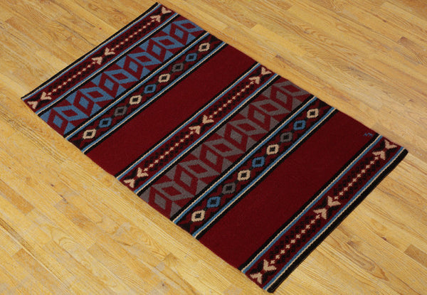 Handwoven Rug - Aqua Mask Bands